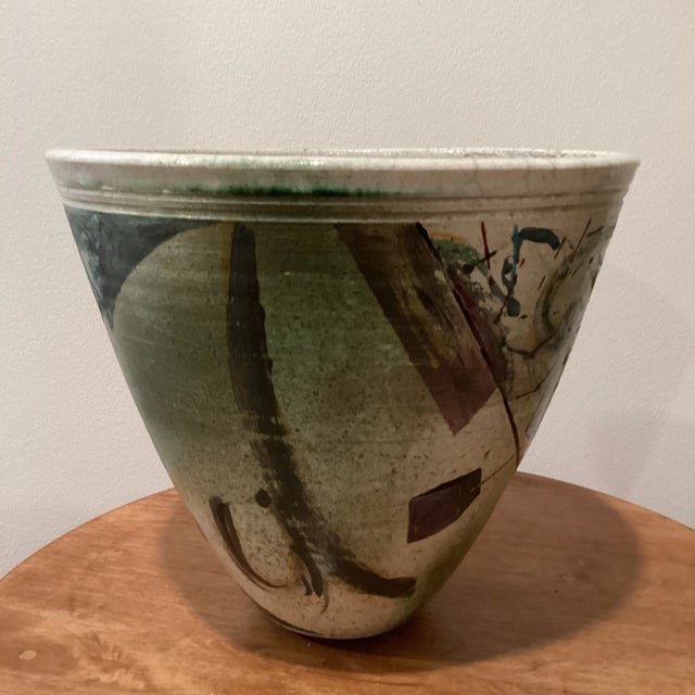 This fantastic large hand-painted Figurative abstract colorful decorative Ceramic Planter / Vase. Can be used as planter...