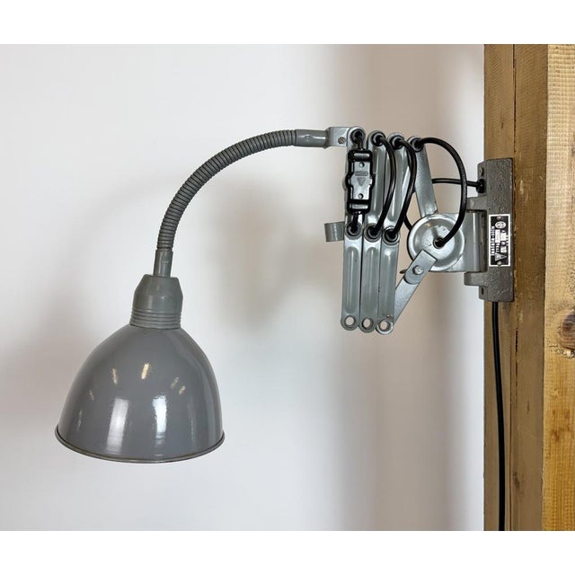 Vintage Industrial Gooseneck Scissor Wall Lamp from Elektroinstala, 1960s For Sale - Image 10 of 18