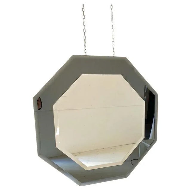 Gray Italian Octagonal Mirror in Molato Glass, 1960s For Sale - Image 8 of 8