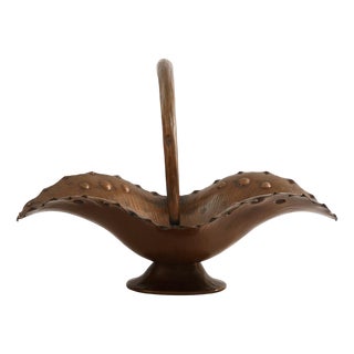 Decorative Fruit Basket in Hammered Copper, Vienna, 1950s For Sale