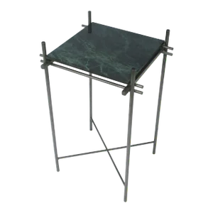 Italian Postmodern Dark Green Marble Top Drinks Side Table