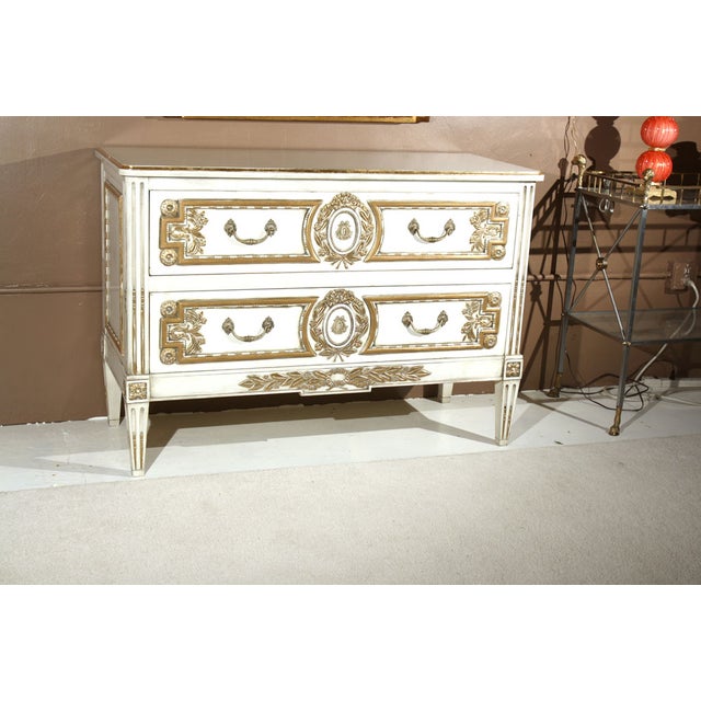 French Jansen French Louis XVI Style Painted Commode For Sale - Image 3 of 7