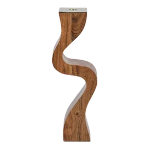 Fano Acacia Wood Taper Candle Holder w/ Metal Trim, Large