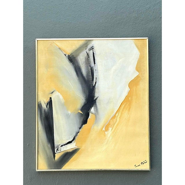 Vintage Original Abstract Oil Painting on Canvas For Sale - Image 11 of 11