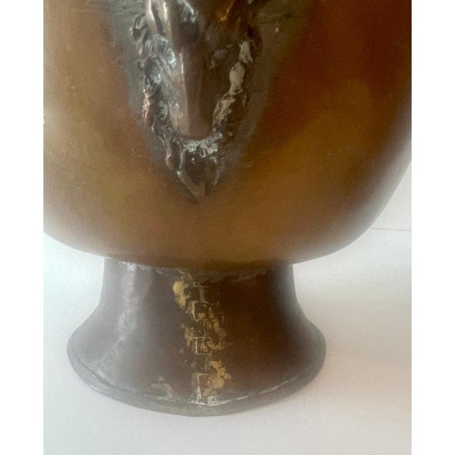 Bronze Pair of Copper and Mixed Metal late 19th Century Jardinieres with Ram Handles For Sale - Image 8 of 11