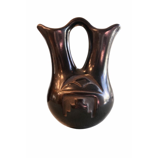 Ceramic 1960s Signed Rose Gonzalez San Ildefonso Pueblo Carved Blackware Pottery Jar – 8.5 For Sale - Image 7 of 7