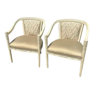 Vintage Pair of Ethan Allen French Hollywood Regency Style Side Chairs