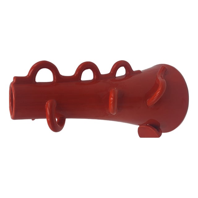 Dealbata 9552 Vase in Orange Glazed Clay by Alessandro Mendini for Zanotta, 1986 For Sale