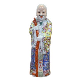 Antique Shouxing Famille Rose Polychrome Incense Burner Longevity Figurine 18" For Sale