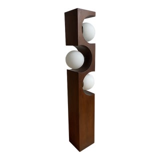 1970s Mid Century Sculptural Wood Floor Lamp For Sale