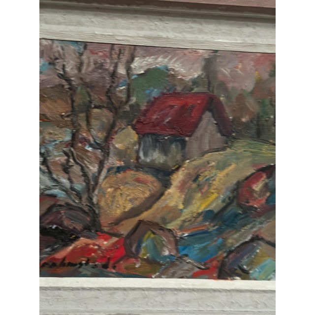 Nils Grahmstad, Cottage with a Red Roof, 1960s, Oil on Canvas For Sale - Image 13 of 18