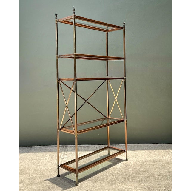 Mid-Century Modern Vintage Wood and Glass Etagere For Sale - Image 3 of 14