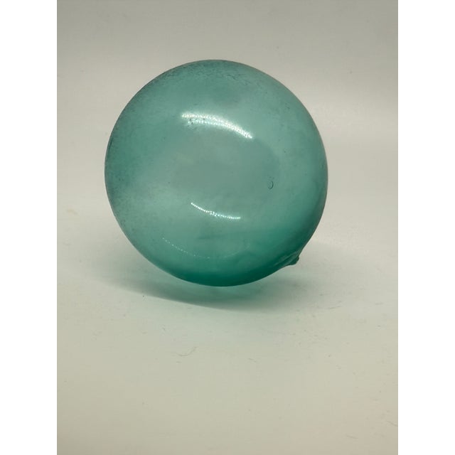 Early 20th Century Coastal Blue Sea Glass Float—3” For Sale - Image 10 of 10