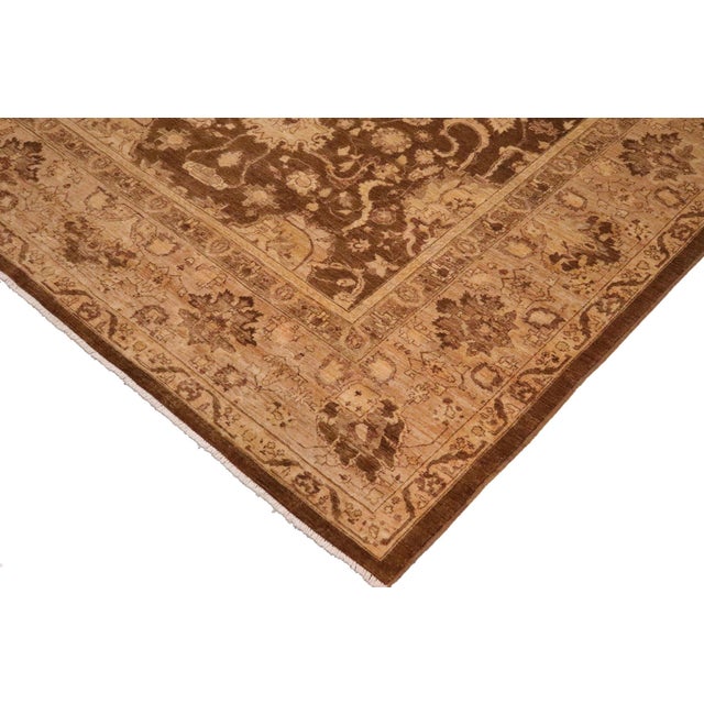 1990s Classic Ziegler Brown Tan Hand-Knotted Wool Rug - 8'11'' X 11'10'' For Sale - Image 5 of 8