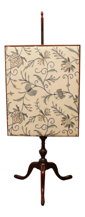 Custom Mahogany Queen Anne Crewel Embroidered Fire Screen