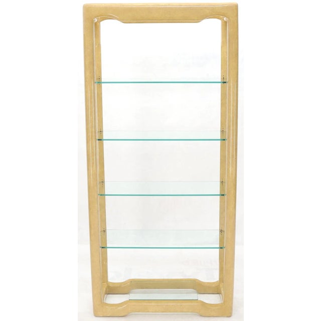 Paint Faux Large Parchment Tall Étagère Shelving Unit For Sale - Image 7 of 13