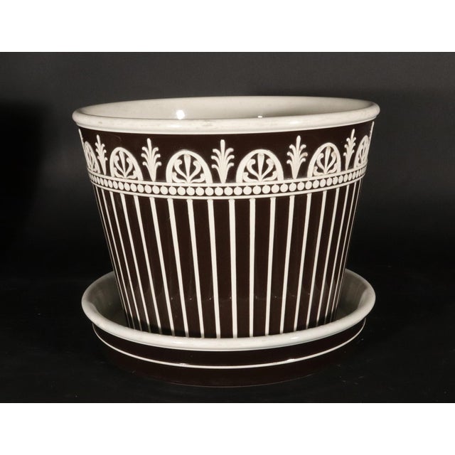 Wedgwood Neoclassical Large Pair of Pearlware Cachepots and Stands For Sale - Image 11 of 12