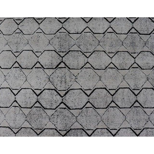 2020s Geometric Area Rug by Keivan Woven Arts, Black and Ivory, Modern 6'1 X 9'2 For Sale - Image 5 of 9