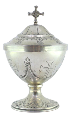 Silver Pyx with Engraved Bows and Crosses