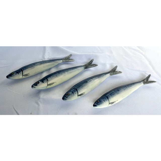 Coastal Vintage Jay Willfred for Andrea by Sadek Ceramic Sardine Knife Rests - Set of 4 For Sale - Image 3 of 12