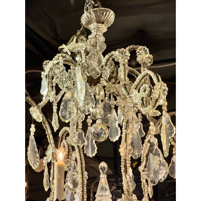Large Italian Beaded Crystal Chandelier For Sale In Dallas - Image 6 of 10