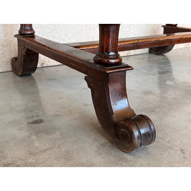 Italian 1800s Neoclassical Walnut Side Table With Marble Top and Carved Decor For Sale - Image 10 of 11