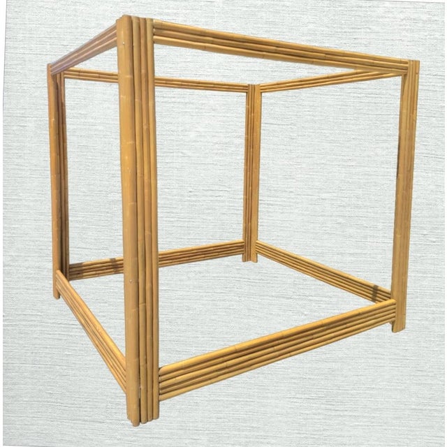 Wood Monumental Vintage King Size Bamboo Canopy Coastal Regency Style Bed Frame For Sale - Image 7 of 7