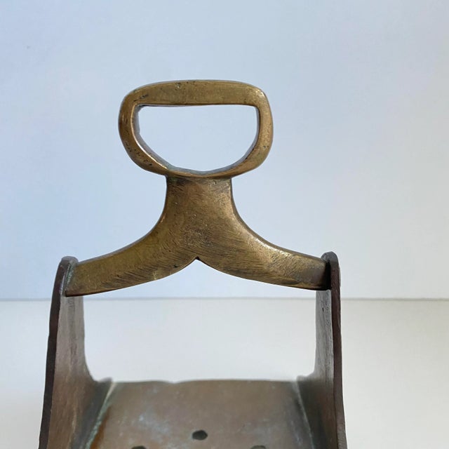 Antique Patina’d Brass Horse Stirrup Equestrian Bookend For Sale - Image 4 of 12