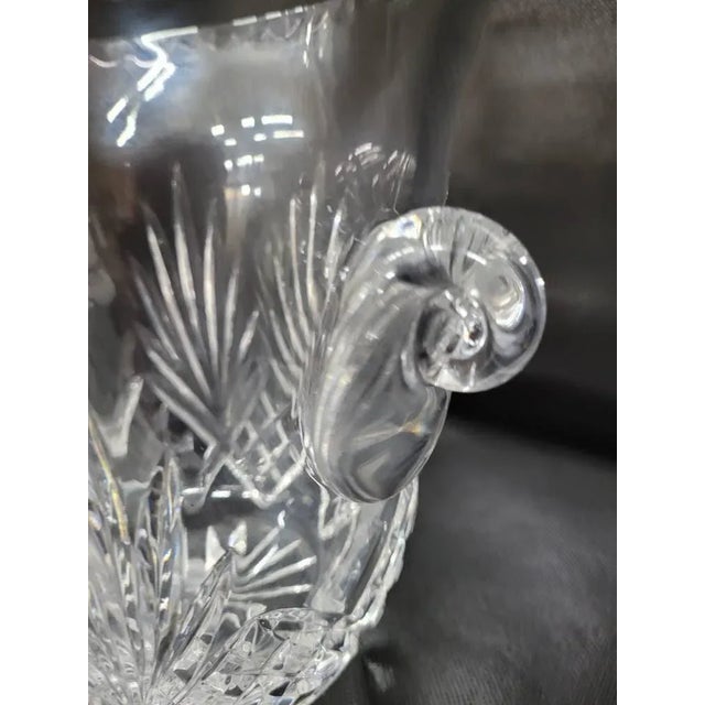 Traditional Vintage Crystal Etched Cut Glass Ice Bucket With Thongs - Set of 2 For Sale - Image 3 of 11