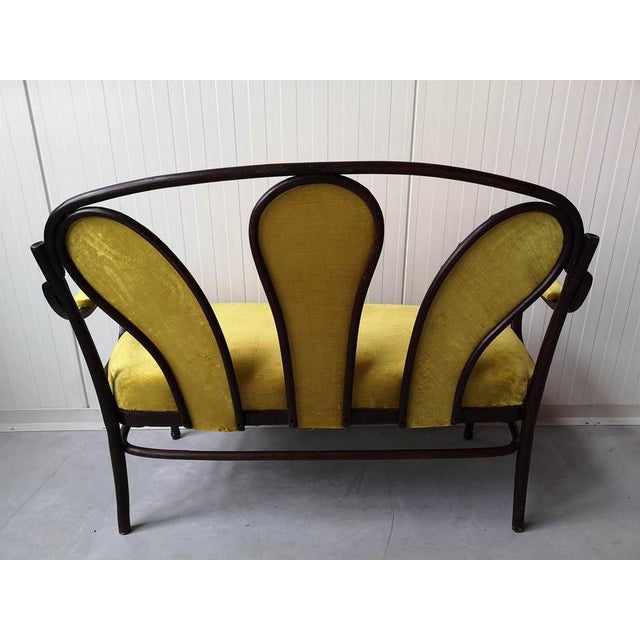 Unique and antique Thonet sofa. Restored. Seaweed, velvet. 1890-1910s. Austria. Height 98; 52cm; length 125cm; depth 54cm.