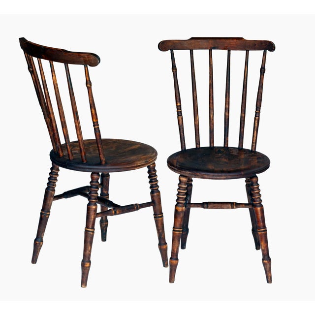 Thornet Pair; Late 18 Century Wooden Spindle Chairs For Sale - Image 4 of 12