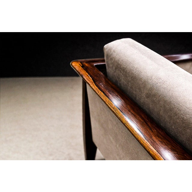 Sofa in Brazilian Rosewood and Warm Taupe Mohair, Fátima, 1960s — Lot 550A For Sale - Image 9 of 15
