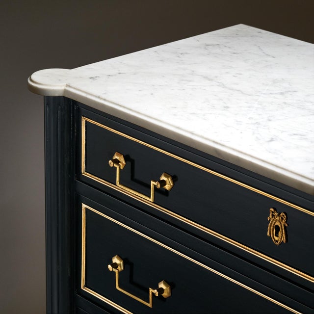 French Petite Chest of Drawers With Marble Top For Sale - Image 4 of 9