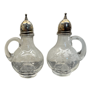 Early 20th Century Cambridge Glass Co Sterling and Glass Salt & Pepper Shakers