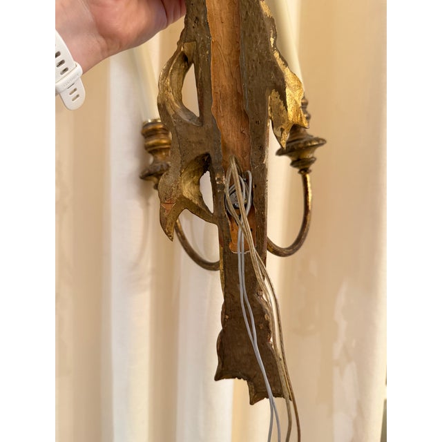 Mid-Century Modern Pair of Mid 20th Century French-Style Gilt Sconces For Sale - Image 3 of 5