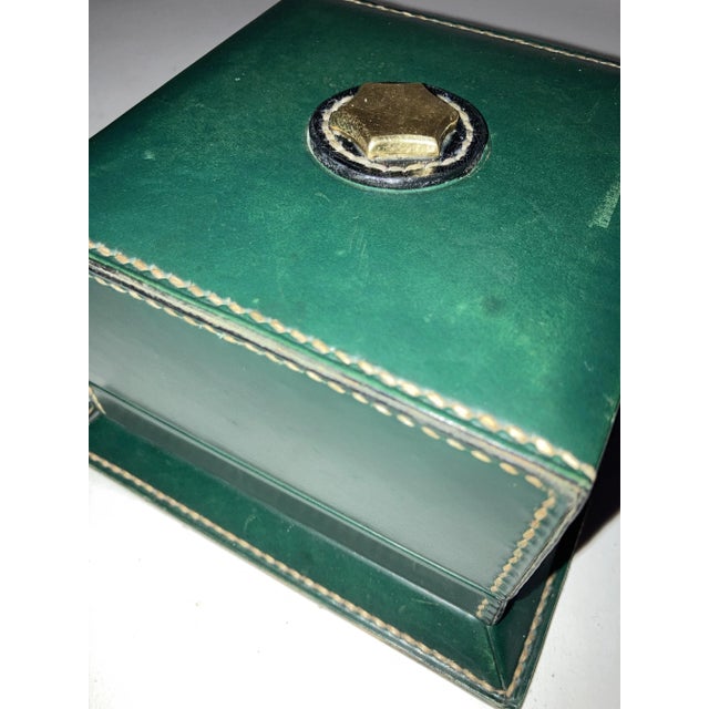 Stitched Leather Box by Jacques Adnet, 1950s, in Very Good conditions. Designed 1950 to 1959 I have official proof of...