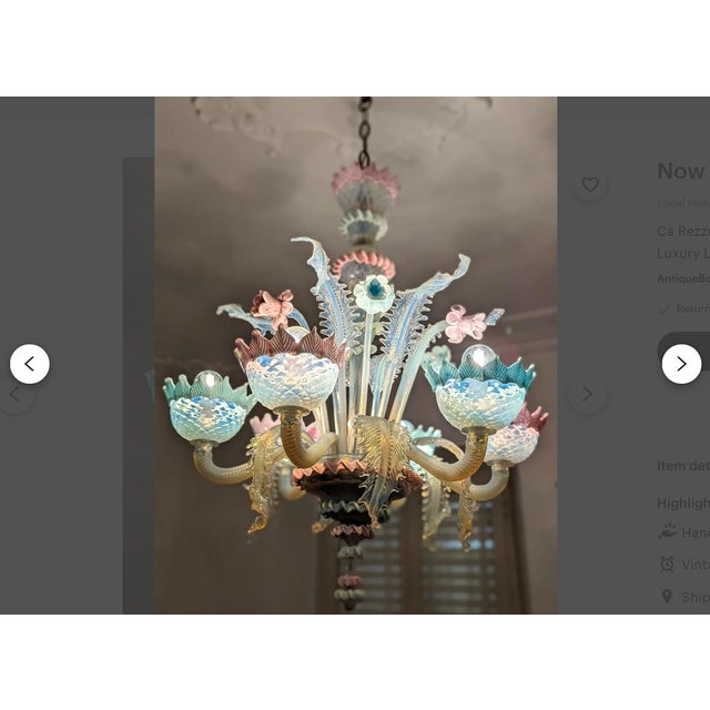 1980s Art Deco Style Murano Glass Chandelier from Ca Rezzonico, 1980s For Sale - Image 5 of 10