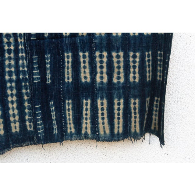 Vintage African Moss "Chevron Valley" Indigo Throw For Sale - Image 4 of 6