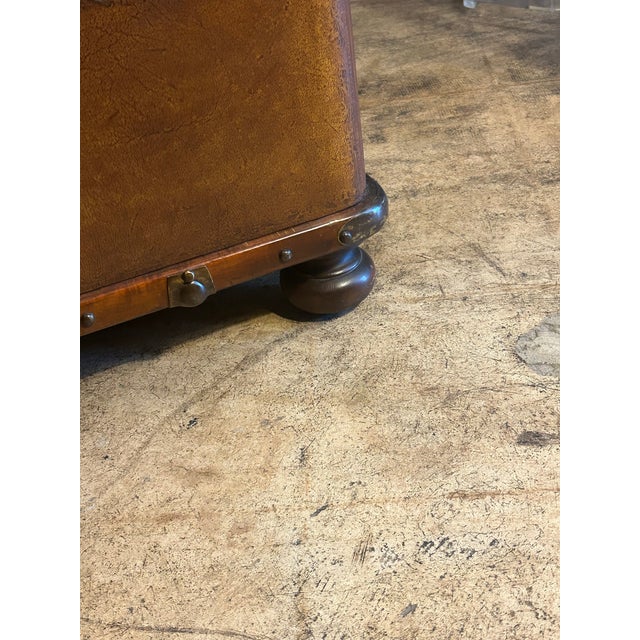 Wood Vintage Leather Chest or Commode by Theodore Alexander For Sale - Image 7 of 9