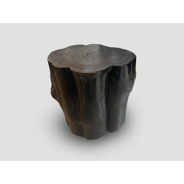 Andrianna Shamaris Impressive Charred Teak Wood Side Table For Sale - Image 4 of 6