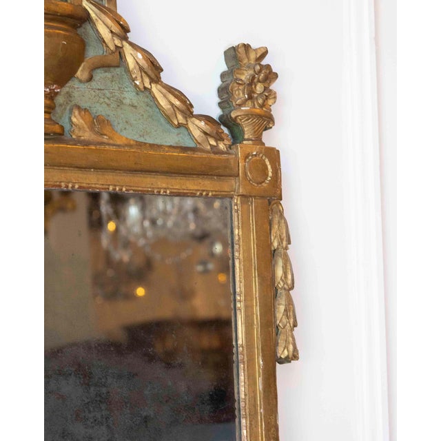 French Louis XVI Giltwood Mirror with Urn & Garland Pediment, 18th c. For Sale In Atlanta - Image 6 of 16
