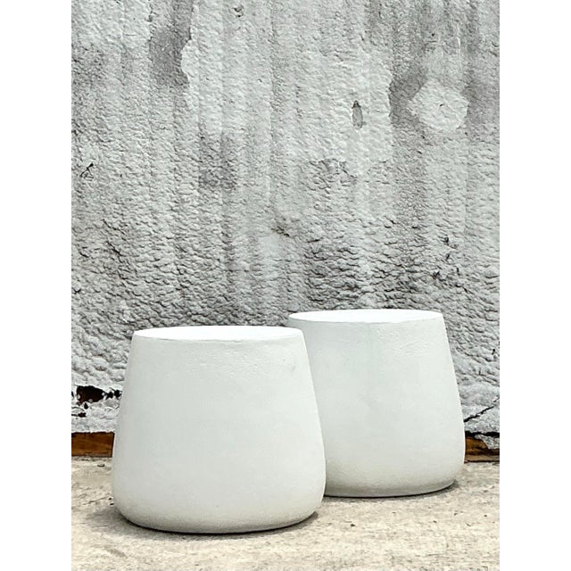Vintage Coastal Molded Fiberglass Outdoor Side Tables - A Pair For Sale - Image 11 of 11