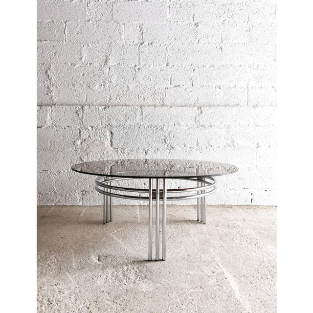 Vintage Space Age Round Coffee Table in Chrome and Glass, 1970s For Sale - Image 11 of 11