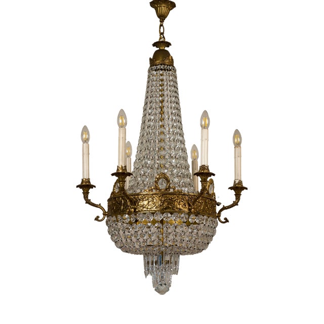 Empire Style Hot Air Balloon 6-Light Chandelier, 1960s For Sale