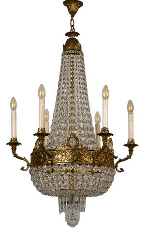 Empire Style Hot Air Balloon 6-Light Chandelier, 1960s