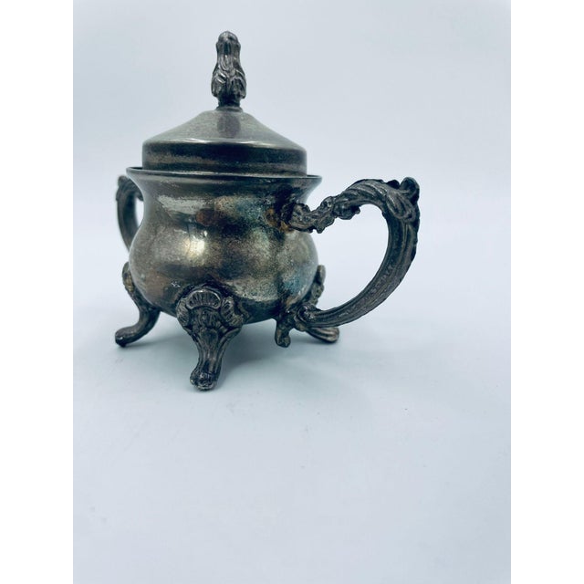 Metal Vintage Silver Sugar Bowl, 1975 For Sale - Image 7 of 11