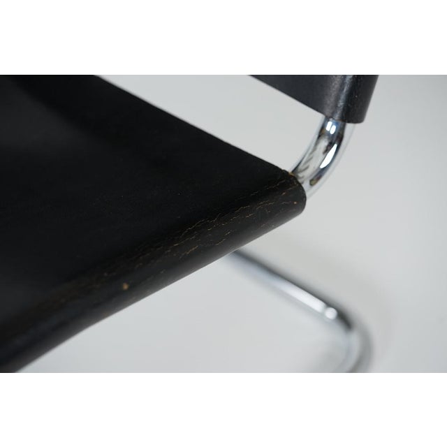 MR30 Tubular Steel Chair with Black Leather by Ludwig Mies Van Der Rohe for Knoll, 1960s For Sale - Image 12 of 17