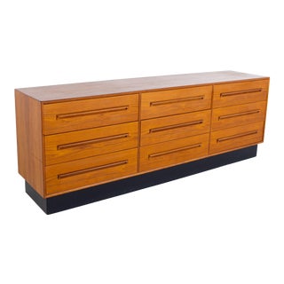 Westnofa Mid Century Teak 9 Drawer Lowboy Dresser For Sale
