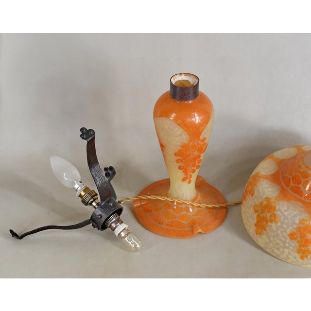 French Art Deco Lamp by Le Verre Francais Schneider - Cameo 1925 France For Sale - Image 10 of 12