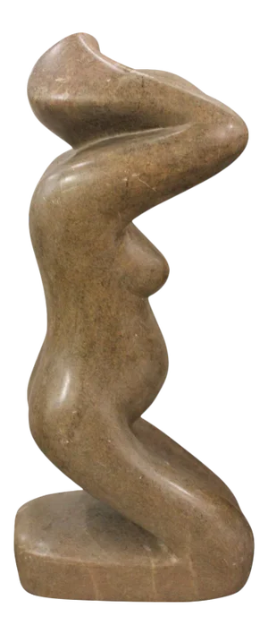 Milton Goldin Seated Figure of a Women Stone Abstract Sculpture 1989